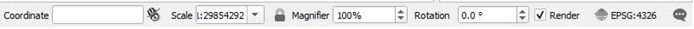 Figure 1.17. This image shows section 4’s Coordinates for Geoinformation controls. From left to right the controls are; coordinate, scale, magnifier, rotation, render.