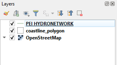 Figure 1.44. The layer panel with an added PEI HYDRONETWORK added.