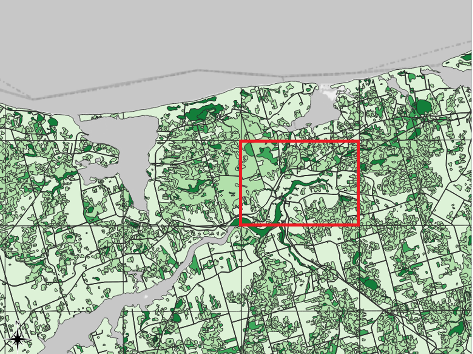 Figure 2.50. Mount Stewart area of PEI grid outlined in a red rectangle.