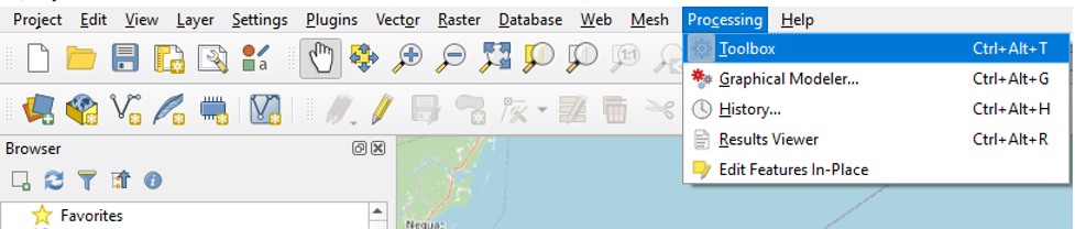 Figure 2.64. Top selection area Processing choice selected with the first dropdown Toolbox highlighted.