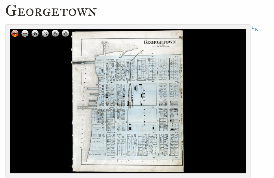 Figure 3.5. This is a 1880 map of Georgetown in a preview window at the Island Imagined website.