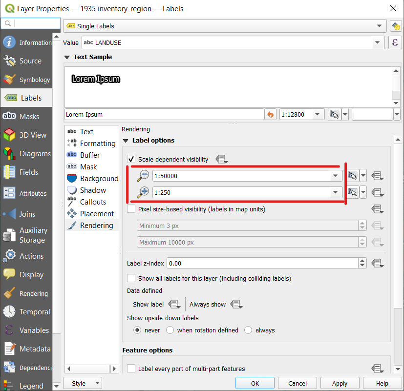 Figure 2.93. Both scale options (max and min) are highlighted with a red box around them in this image to draw attention to the changed values.