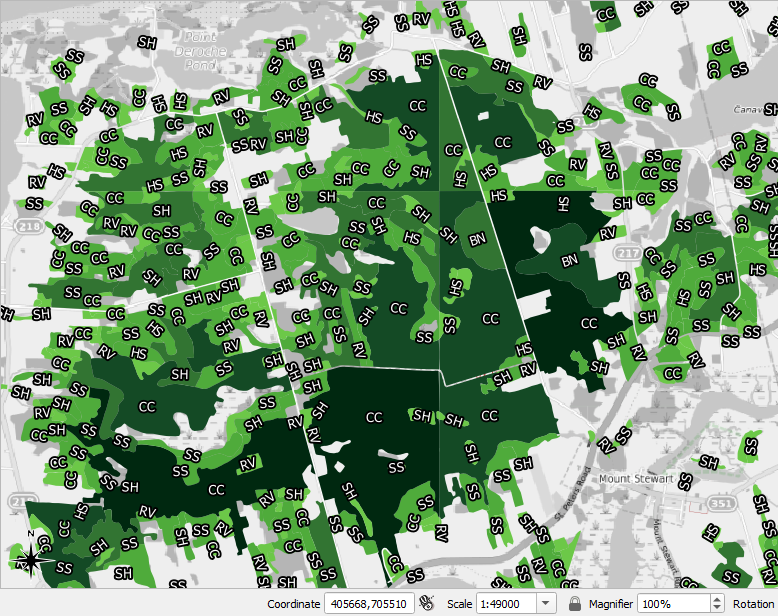 Figure 2.95. An updated map of the area around Mount Stewart with the new scale incorporated.