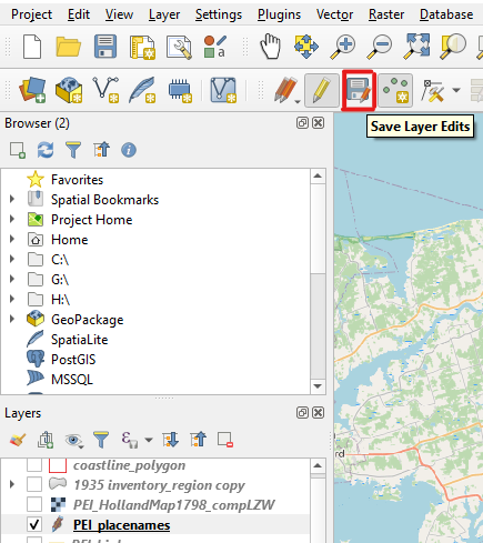 Figure 2.107. The Save Layer Edits button is highlighted by a red box around it.