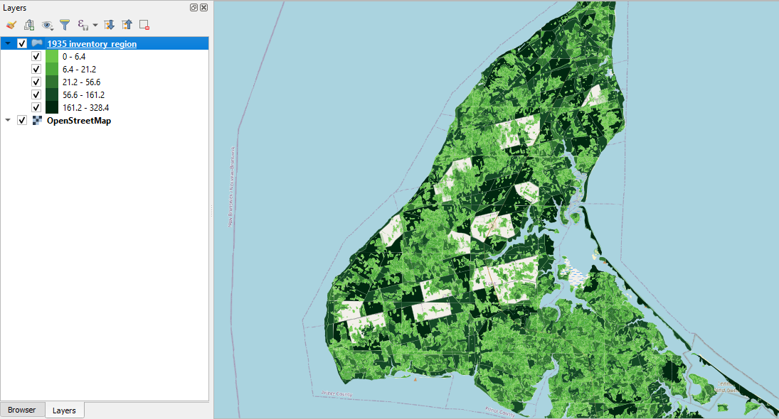 Figure 2.115. This is an updated map with the shapefile from the forest_35.SHP folder.