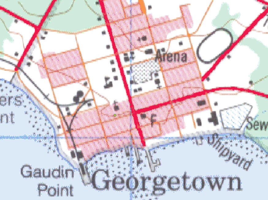 Figure 4.11. This shows the small scale of the NTS map with the new more accurate positioning on the church as a dot.