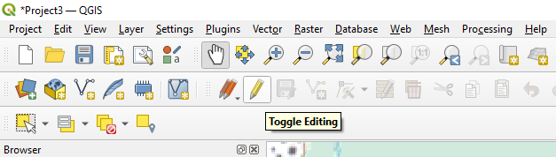 Figure 4.22. The upper section of the page tool bar the toggle editing icon that looks like a pencil is selected.