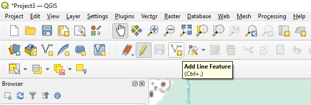 Figure 4.23. The Add Line Feature is selected, this icon looks like a V line with a star in the corner.
