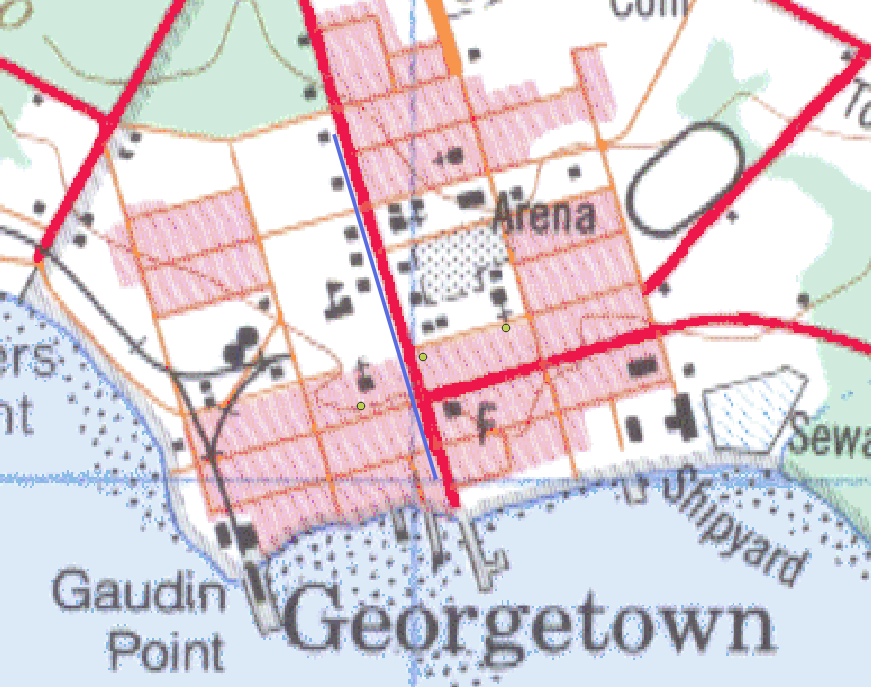 Figure 4.29. A blue line along Kent St. is rendered on the map.