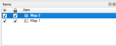 Figure 5.45. This shows under the Items pane, under the symbol of the padlock, the boxes for Map 1 and Map 2 selected.