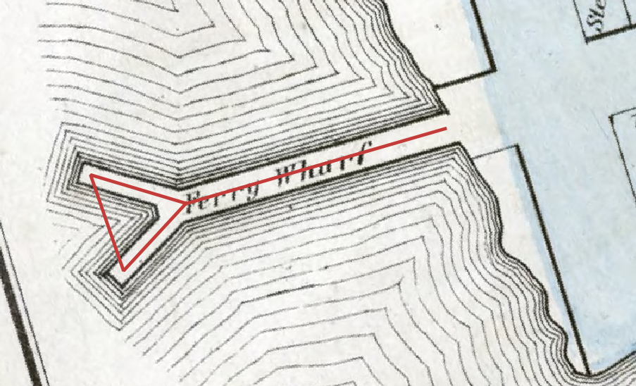 Figure 4.65. The wharf now has a red line in a triangle to show the fork at the end of the wharf.