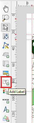 Figure 5.63. This shows the add label icon, it can be identified by the text box and green plus sign in the bottom right corner.
