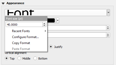 Figure 5.66. This shows under appearance, the dropdown next to font and the size is changed to 40.