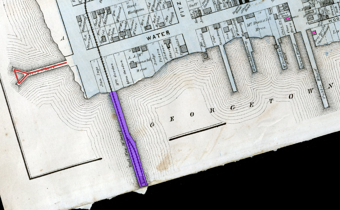 Figure 4.81. The polygon on the railway wharf is now visible as purple and more transparent.