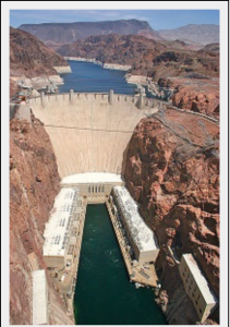 A large dam holding water.