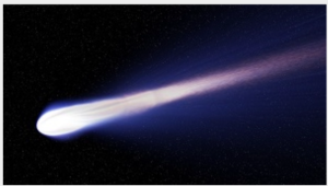 A glowing comet traveling through space.