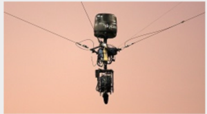 A skycam suspended by cables