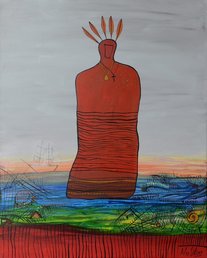Portrait of Grand Chief Henri Membertou by Alan Syliboy Portrait of Grand Chief Henri Membertou by Alan Syliboy, presented on 28 June 2010 by Grand Chief Benjamin Sylliboy to Queen Elizabeth the Second and placed on permanent display in Government House Halifax.